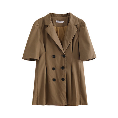 Rochie actuală de damă în maro și negru cu decolteu în V