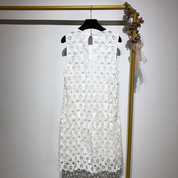 Rochie de dama din dantela cu buzunare si culoare alba