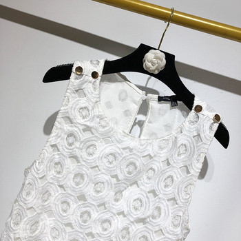 Rochie de dama din dantela cu buzunare si culoare alba