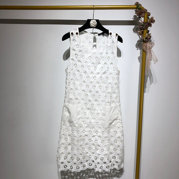 Rochie de dama din dantela cu buzunare si culoare alba