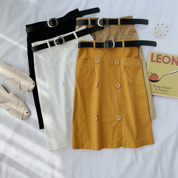 Fusta de dama moderna cu nasturi in mai multe culori