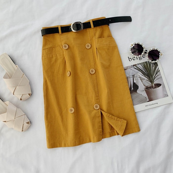 Fusta de dama moderna cu nasturi in mai multe culori