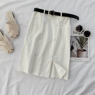 Fusta de dama moderna cu nasturi in mai multe culori