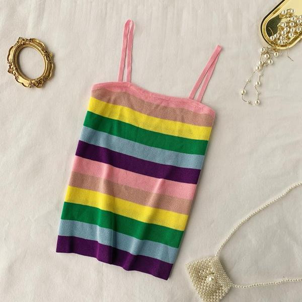 Maieu de damă colorat cu bretele subțiri