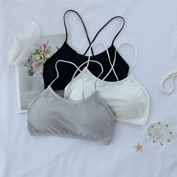 Bustiera dama cu bretele incrucisate in trei culori