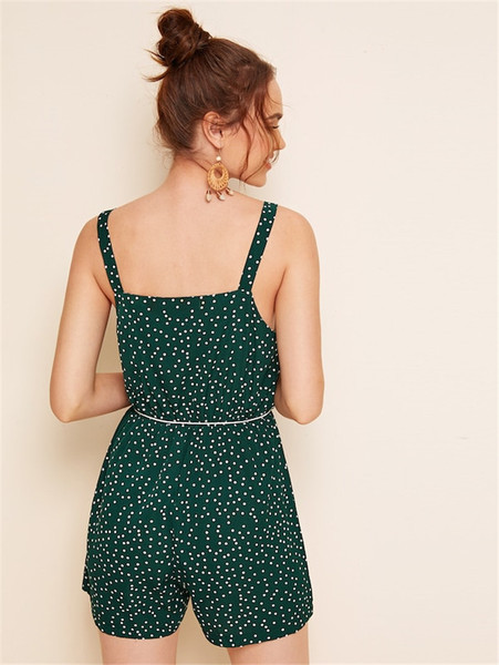 Salopeta de dama cu buline de culoare verde