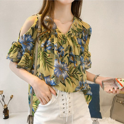 Bluză de damă modernă cu motiv floral în trei culori