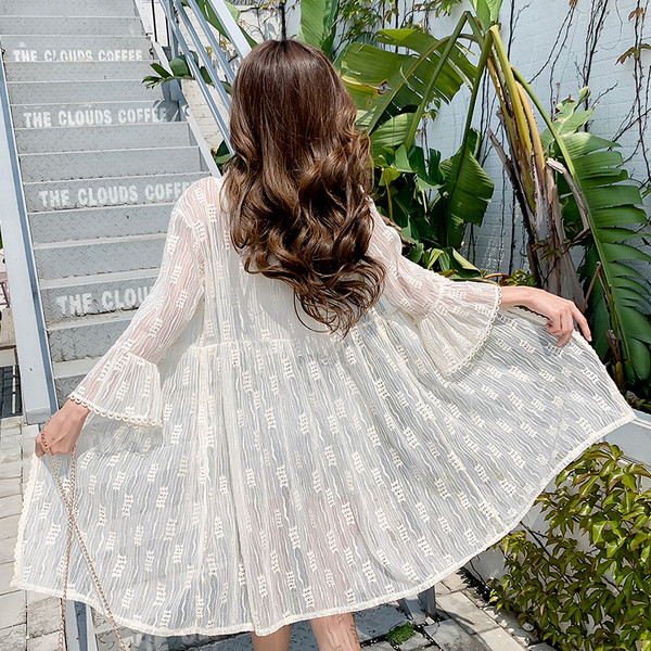 Pareo de damă actual cu mâneci lungi în alb