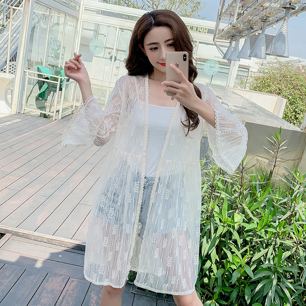 Pareo de damă actual cu mâneci lungi în alb