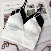 Bustieră modernă de damă în alb și negru, cu bretele subțiri