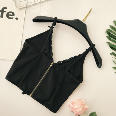 Bustieră modernă din dantelă pentru femei în alb și negru