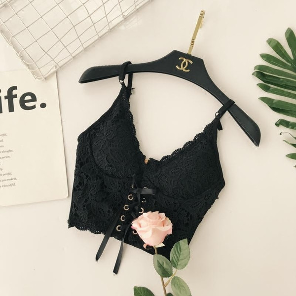 Bustieră modernă din dantelă pentru femei în alb și negru