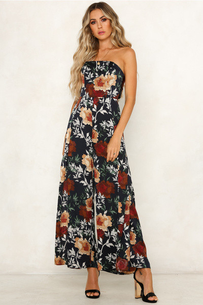 Salopeta de dama fara bretele cu motiv floral