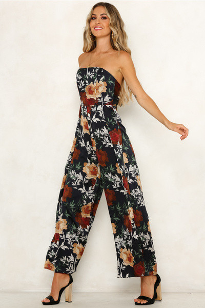 Salopeta de dama fara bretele cu motiv floral