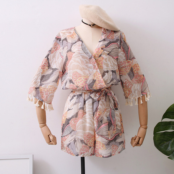 Salopetă de damă modernă cu decolteu în V - două culori