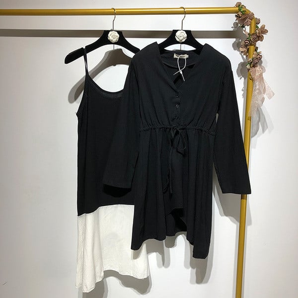 Set pentru femei din două părți alb-negru