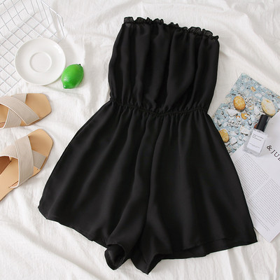 Salopetă elegantă de damă în dungi, cu umerii goi