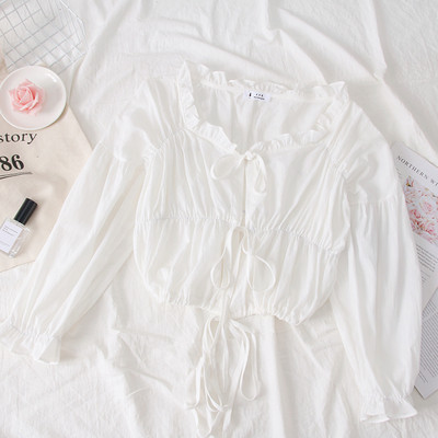 Bluză de damă elegantă cu decolteu în V în alb, roz și verde