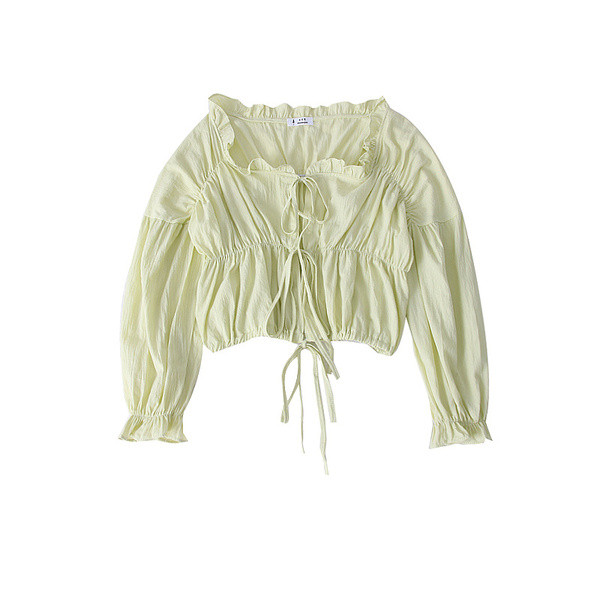 Bluză de damă elegantă cu decolteu în V în alb, roz și verde