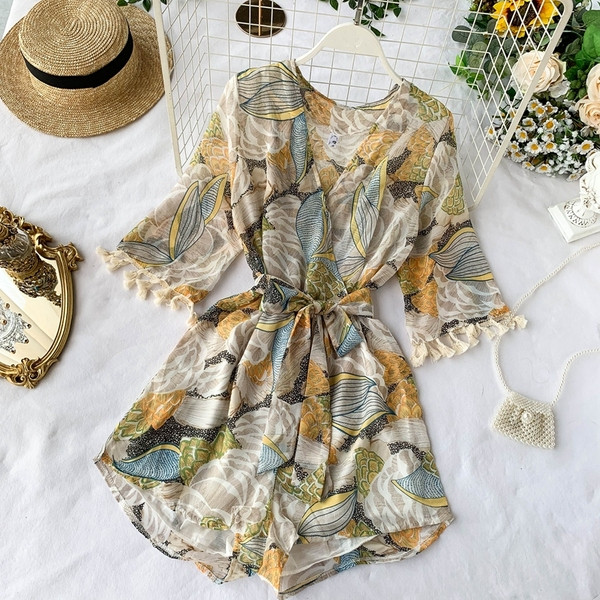 Salopeta de dama moderna cu model floral in doua culori