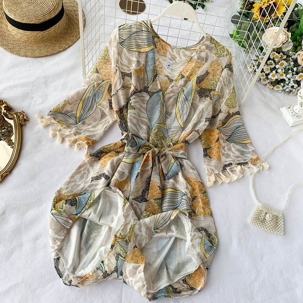 Salopeta de dama moderna cu model floral in doua culori