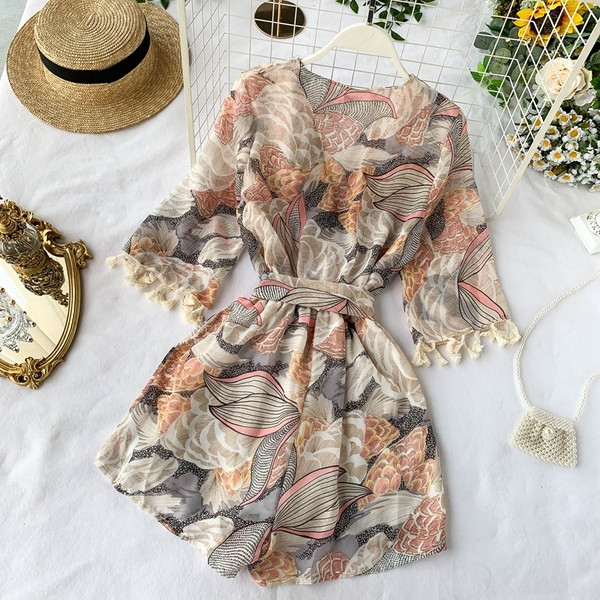 Salopeta de dama moderna cu model floral in doua culori