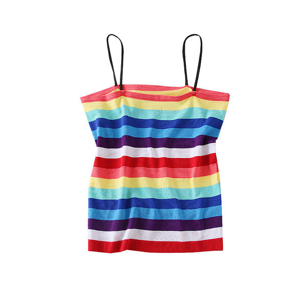 Maieu de damă cu dungi colorate, cu bretele