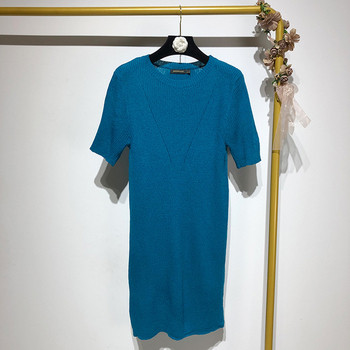 Rochie casual confectionata din tricotat subtire cu maneci scurte in doua culori