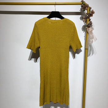 Rochie casual confectionata din tricotat subtire cu maneci scurte in doua culori