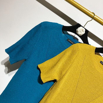 Rochie casual confectionata din tricotat subtire cu maneci scurte in doua culori