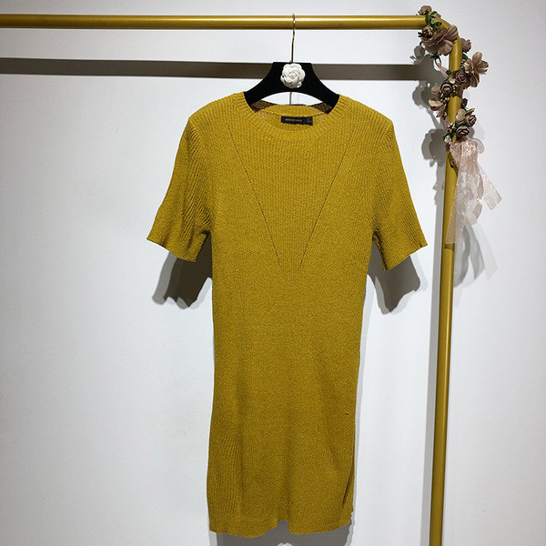 Rochie casual confectionata din tricotat subtire cu maneci scurte in doua culori