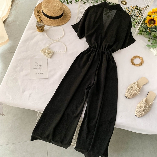 Salopetă lungă de damă modernă în negru