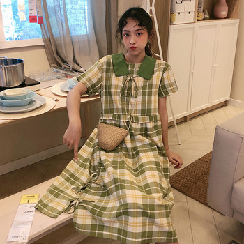 Rochie casual dama in carouri in doua culori