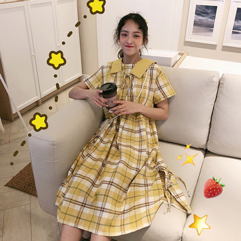 Rochie casual dama in carouri in doua culori