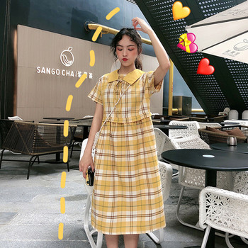 Rochie casual dama in carouri in doua culori