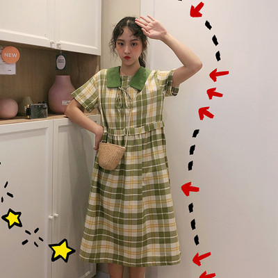 Rochie casual dama in carouri in doua culori