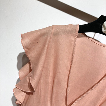 Rochie cu decolteu în V adânc și mâneci scurte lotus