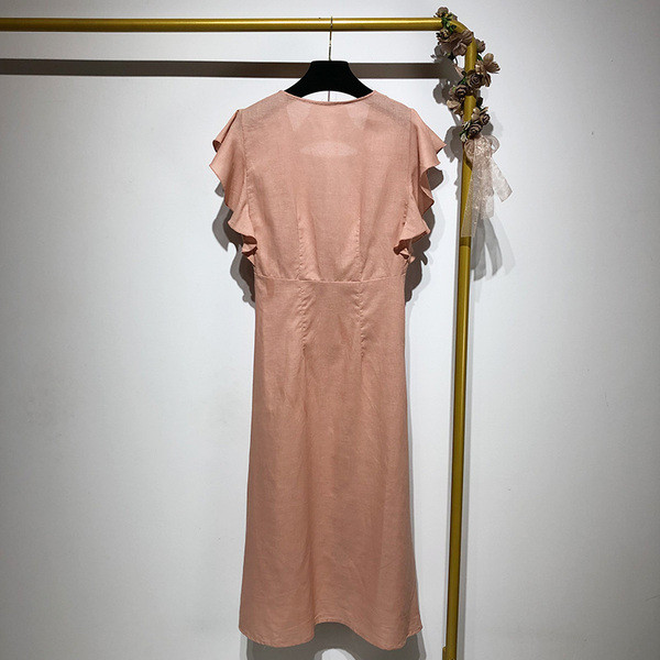 Rochie cu decolteu în V adânc și mâneci scurte lotus