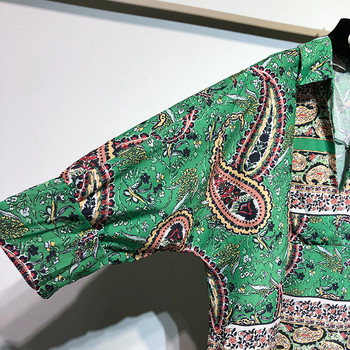 Rochie lunga si lata cu maneci 3/4 si model colorat