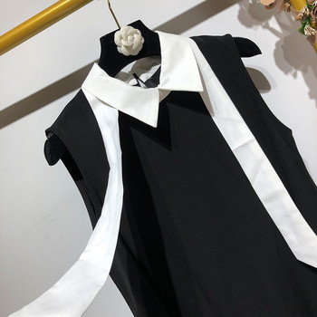 Rochie de dama neagra cu guler clasic cu panglica