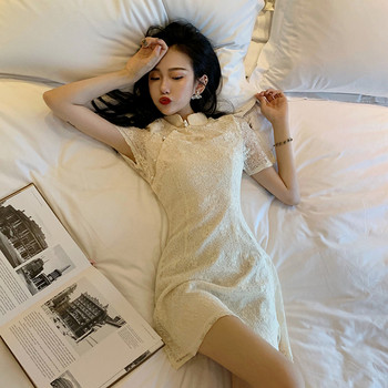 Rochie actuala dama alba din dantela - model montat