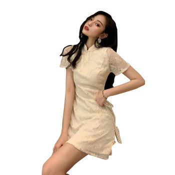 Rochie actuala dama alba din dantela - model montat