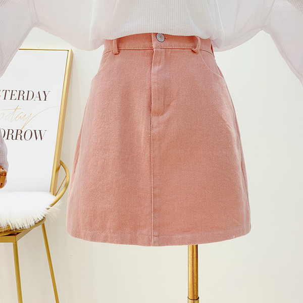 Fusta de dama din denim cu talie inalta in trei culori