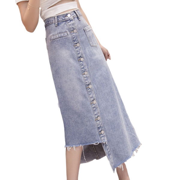 Fusta lunga de dama cu talie inalta si nasturi