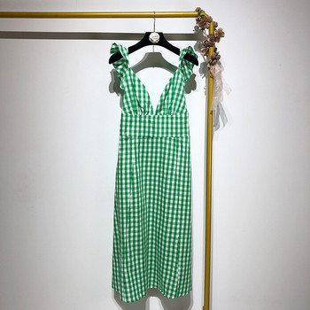 Rochie dama in carouri cu bretele