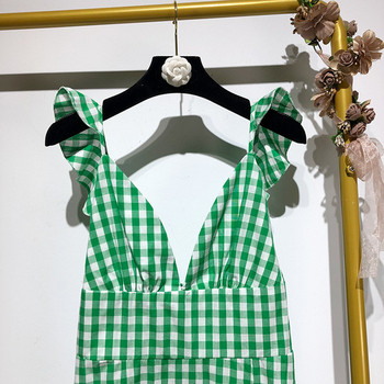 Rochie dama in carouri cu bretele