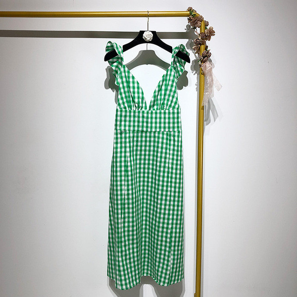 Rochie dama in carouri cu bretele