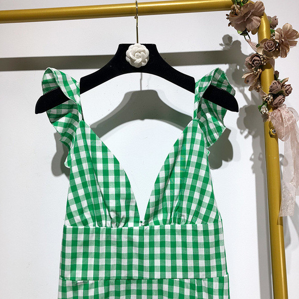 Rochie dama in carouri cu bretele