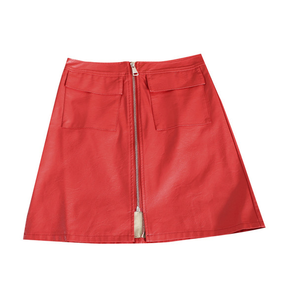 Fusta de dama eleganta din piele ecologica cu fermoar in mai multe culori