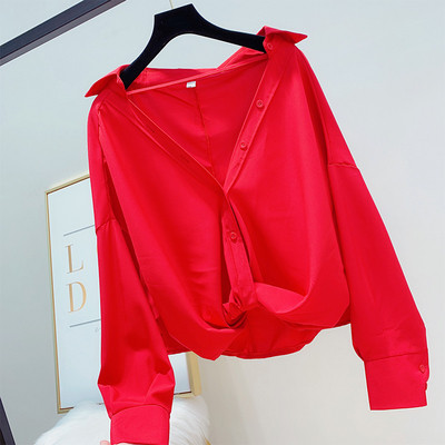 Cămașă de damă cu mâneci lungi și guler în mai multe culori